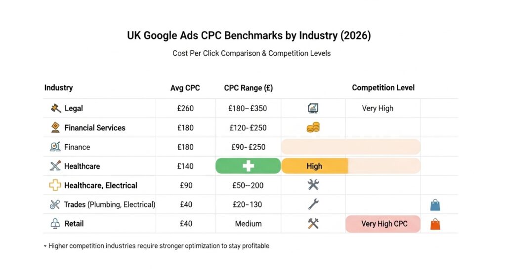 Average Google Ads CPC in the UK by Industry (2026 Data)